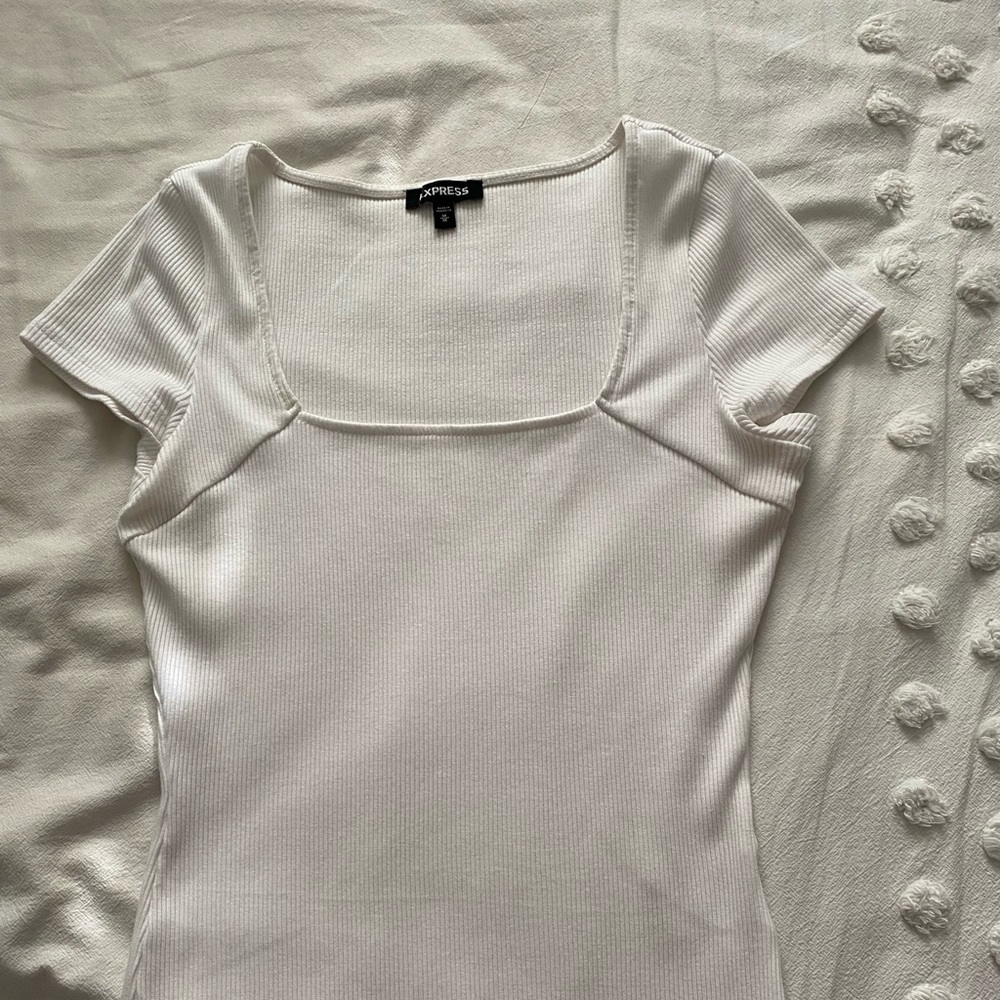 Express white square neck body suit size medium